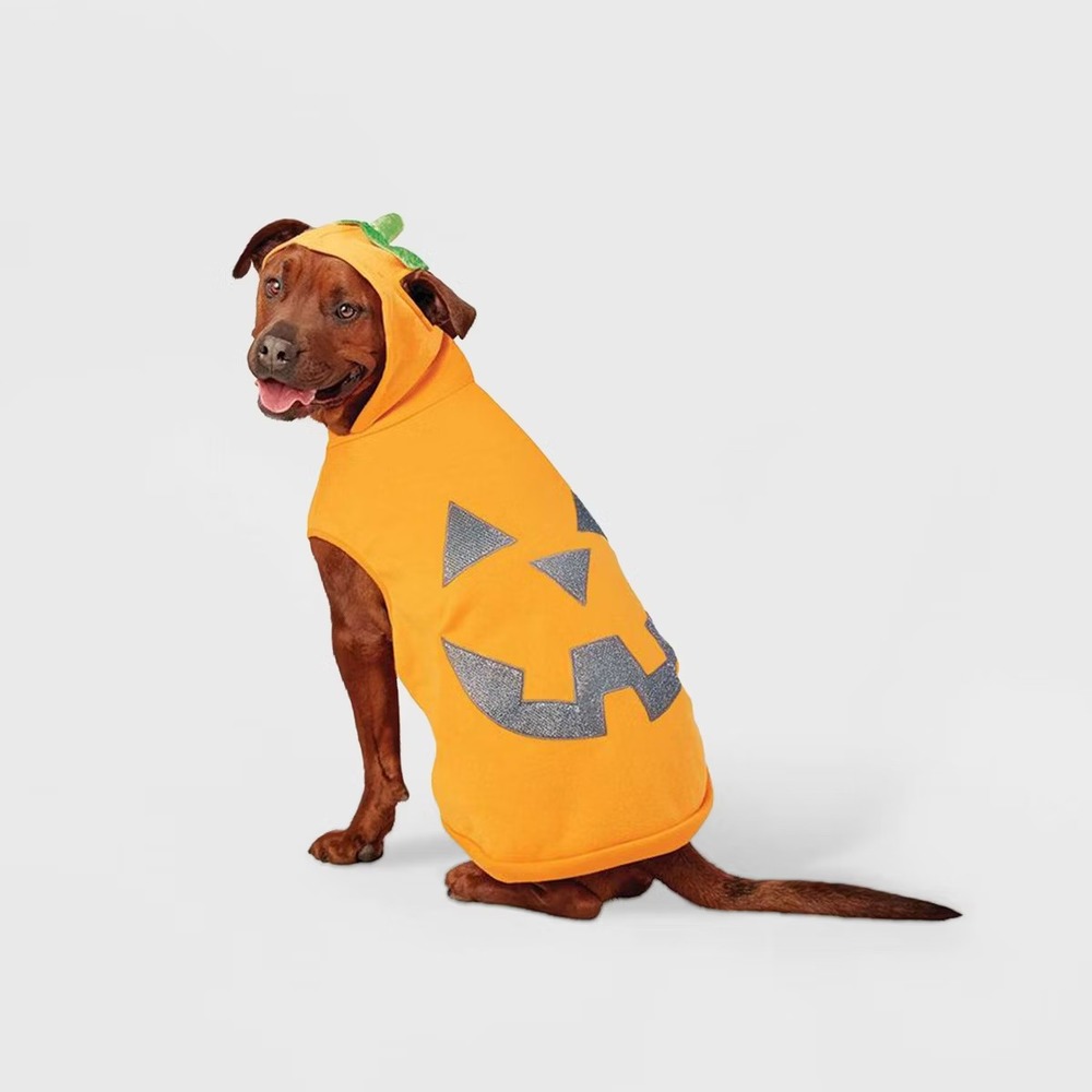 Jack-O'-Lantern Pumpkin Reflective Halloween Hoodie Dog and Cat Costume sz L